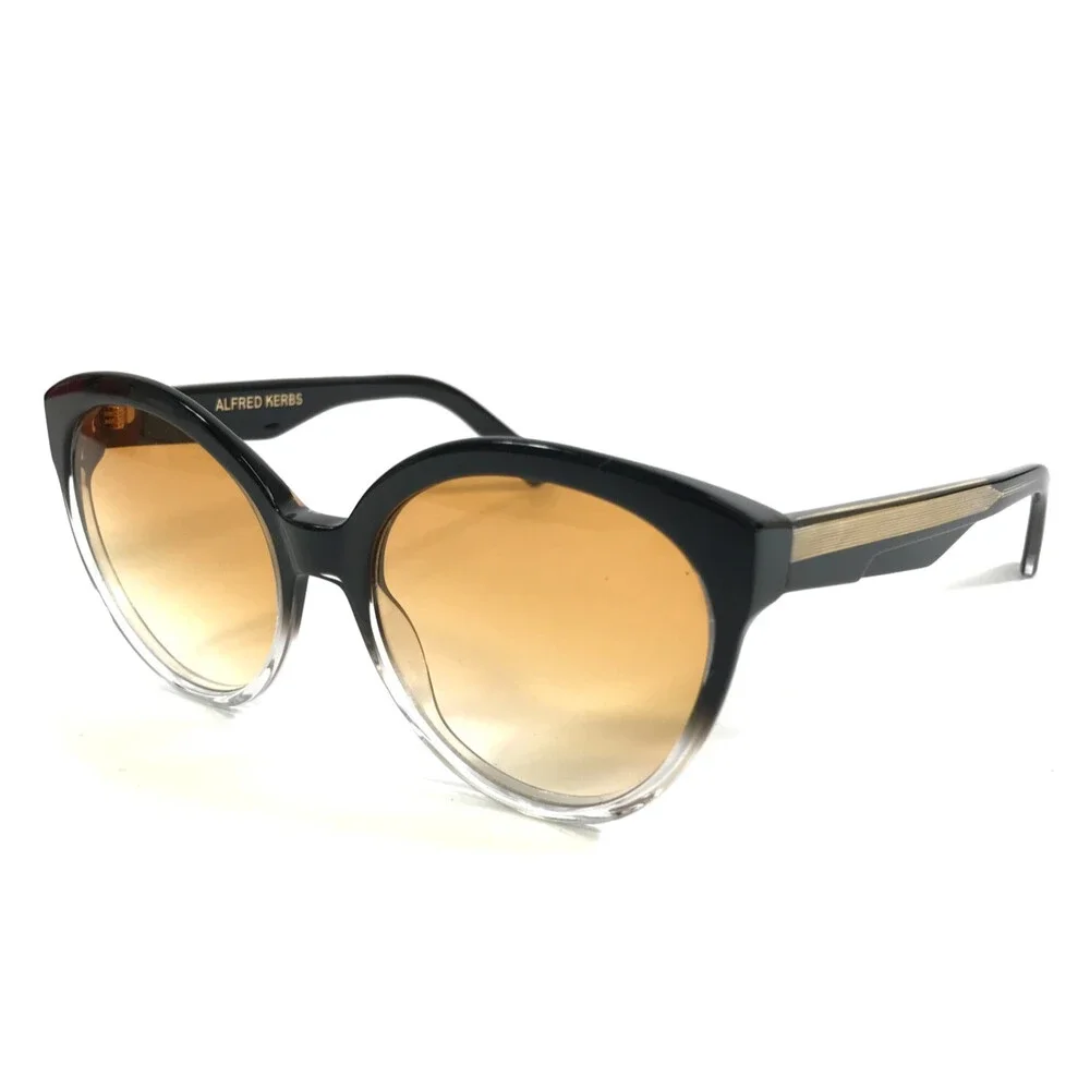 Alfred Kerbs Sunglasses ANDREA BK Black Cat Eye Frames w/ Gradient Orange Lenses